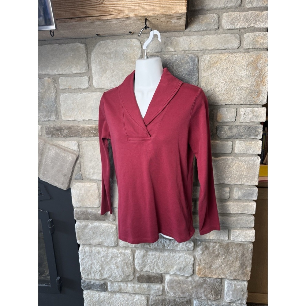 LL Bean Women's Small Mauve Red Shirt 100% Cotton Top Casual Pullover